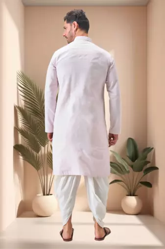 Pink art silk embroidery dhoti kurta set