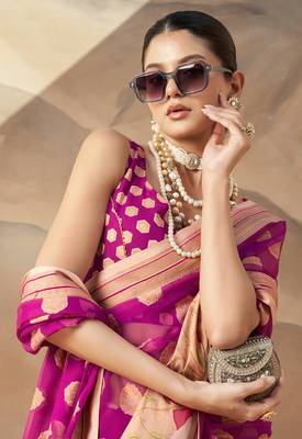 Fuchsia pure georgette floral printed saree 2