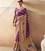 Violet pure georgette floral printed saree