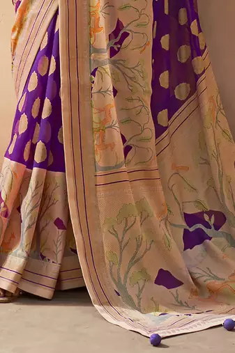 Violet pure georgette floral printed saree