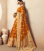 Gamboge yellow pure georgette floral printed saree