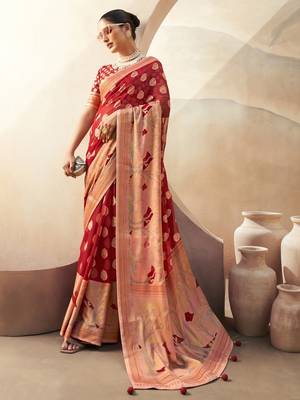 Red pure georgette floral printed saree 1