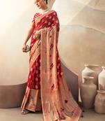 Red pure georgette floral printed saree