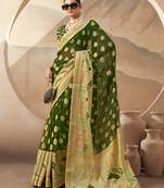 Green pure georgette floral printed saree