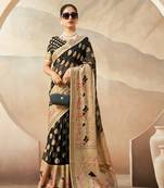 Black pure georgette floral printed saree