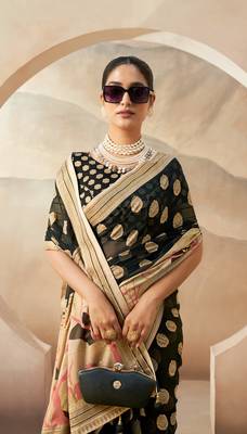 Black pure georgette floral printed saree 2