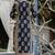 Blue printed cotton long kurta set