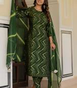 Green floral printed regular kurta with palazzos  dupatta