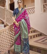 Pink pure sigma silk printed patola saree