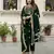 Trendmalls Dark Green Velvet Embroidery Salwar Suit Set Kurta Pant with Dupatta