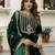 Dark Green Velvet Embroidery Salwar Suit Set Kurta Pant with Dupatta