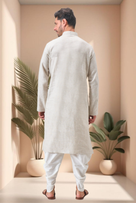 Off white linen embroidery dhoti kurta set 5
