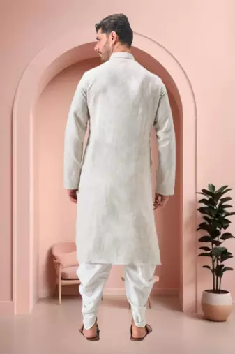 Off white linen embroidery dhoti kurta set