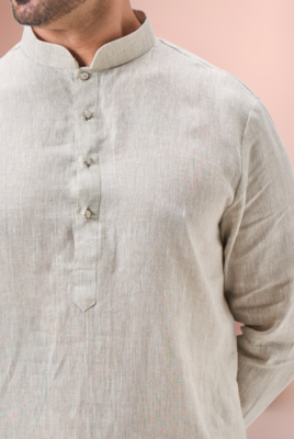 Off white linen embroidery dhoti kurta set 2