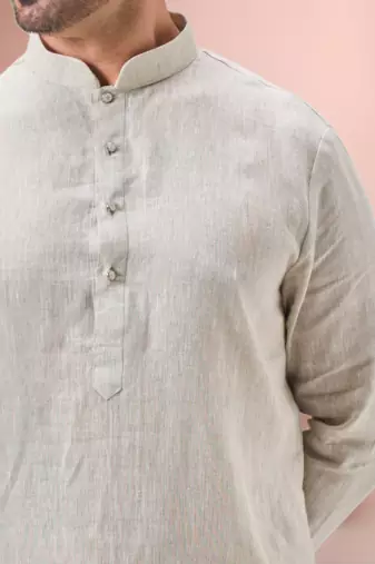 Off white linen embroidery dhoti kurta set