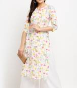 White women's pure cambric cotton jaipuri printed kurti