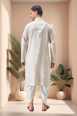 Off white linen embroidery dhoti kurta set 5