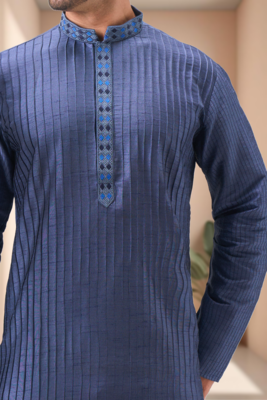Blue art silk embroidery dhoti kurta set 3
