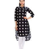 Long Short Triangle Print Stand Collared Kurta