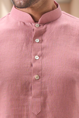 Pink linen embroidery dhoti kurta set 5