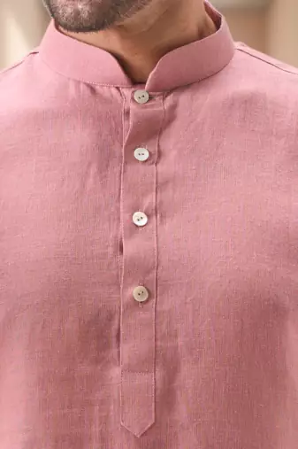 Pink linen embroidery dhoti kurta set