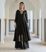 Neckline embroidered full kali anarkali and palazzo