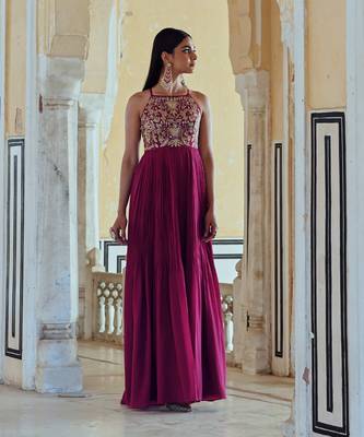 Big flower jaal embroidered back dori anarkali with dupatta 1