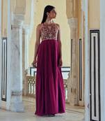 Big flower jaal embroidered back dori anarkali with dupatta
