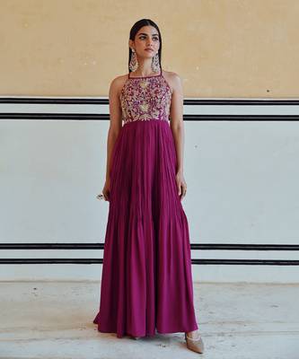 Big flower jaal embroidered back dori anarkali with dupatta 3