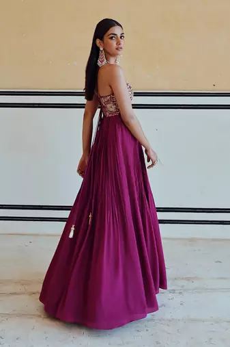Big flower jaal embroidered back dori anarkali with dupatta