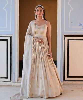 Broad step 3 butti embroidered anarkali with dupatta 1