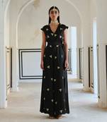 Black big butti embroidered loose jumpsuit