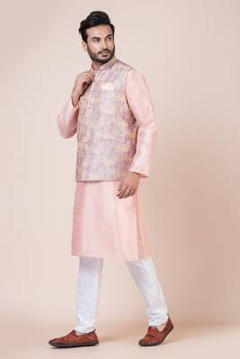 Nawaz kurta cotton blend set emobordried gold nehru jacket with kurta payjama set 4