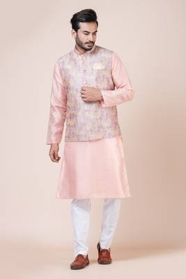 Nawaz kurta cotton blend set emobordried gold nehru jacket with kurta payjama set 5