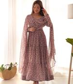 Fox Georgette Print Fabric Fully Flair Anarkali Kurti With Dupatta, Pent