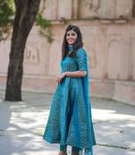 Banarasi brocade silk anarkali organza dupatta