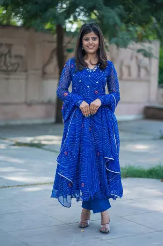 Chiffon anrakali emb anarkali dupatta set