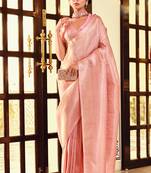 Kanjivaram silk blend peach weaving zari classic saree for festival