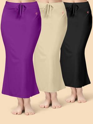 Trendmalls Solid nylon soft  petticoat skirts for women saree silhouette shape wear dress for saree shapewear 1