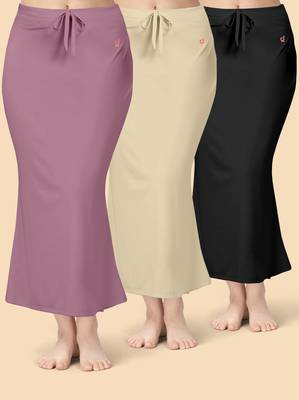 Trendmalls Solid nylon soft  petticoat skirts for women saree silhouette shape wear dress for saree shapewear 1