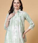 Green women cotton shibori printed shirt