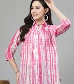 Pink women cotton shibori printed shirt