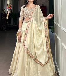Trendmalls Georgette Off-white Embroidery work Lehenga Choli with Dupatta for Women