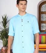men's mandarin collar linen cotton casual shirt | indowestern shirt for men