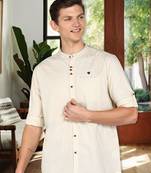 men's mandarin collar linen cotton casual shirt | indowestern shirt for men