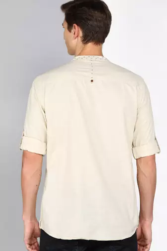 men's mandarin collar linen cotton casual shirt | indowestern shirt for men