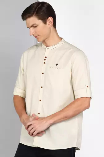 men's mandarin collar linen cotton casual shirt | indowestern shirt for men