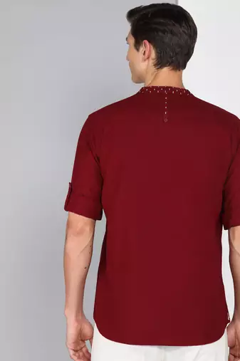 men's mandarin collar linen cotton casual shirt | indowestern shirt for men