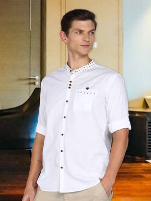 men's mandarin collar linen cotton casual shirt | indowestern shirt for men 1