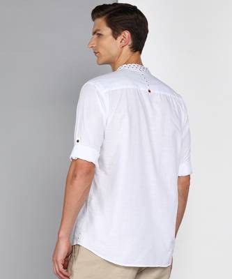 men's mandarin collar linen cotton casual shirt | indowestern shirt for men 2